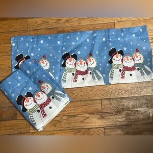 Winter Beautiful Snowman Valances (2) Pair 70”⛄️⛄️